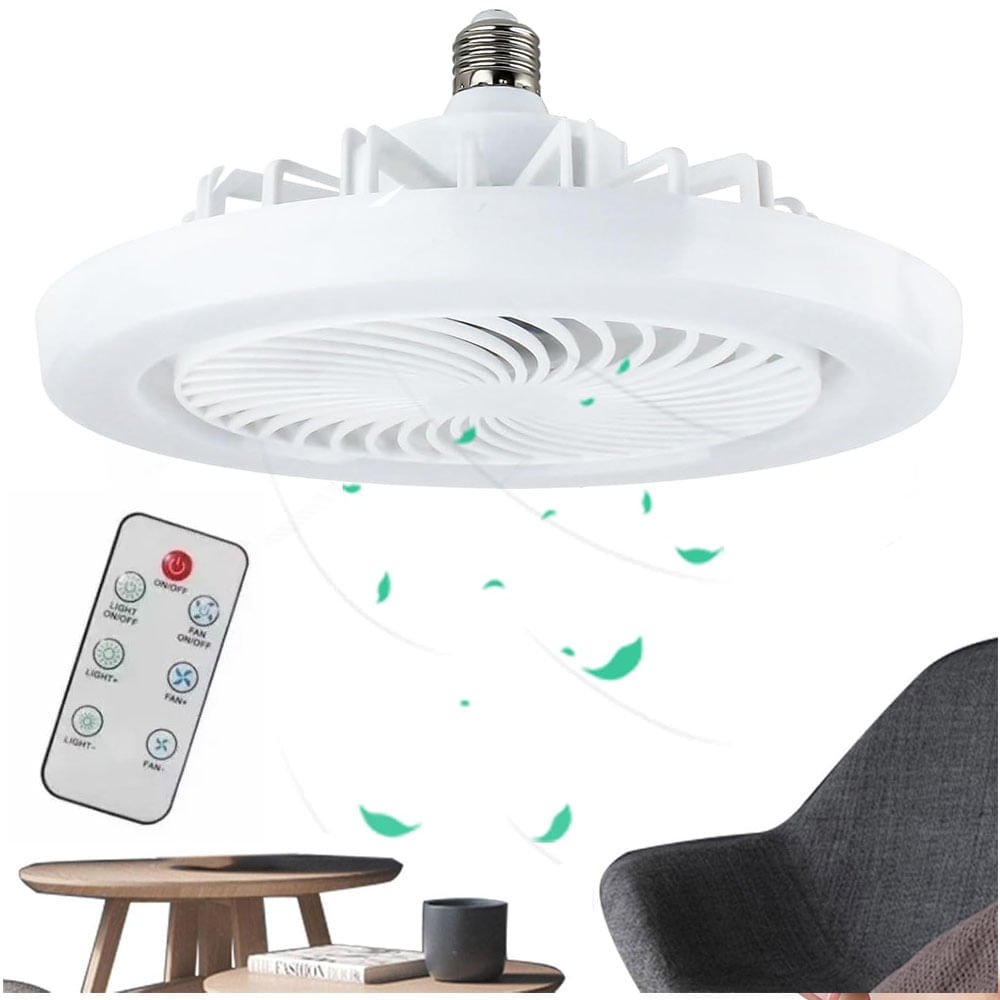 Ventilador de Techo 3 Aspas con Foco Tipo LED Luz Fría 25W + Control
