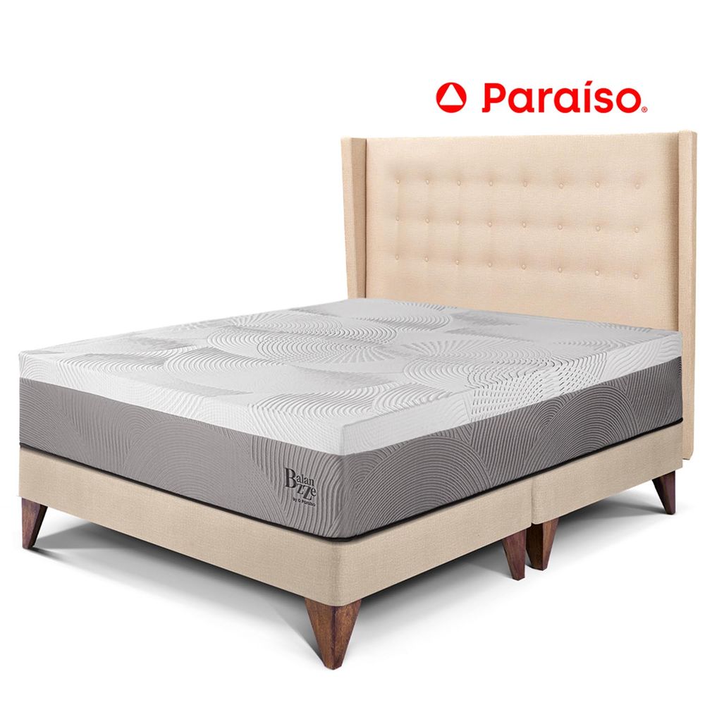 Dormitorio Europeo Royal Balanzze + Cabecera Gold King Champagne