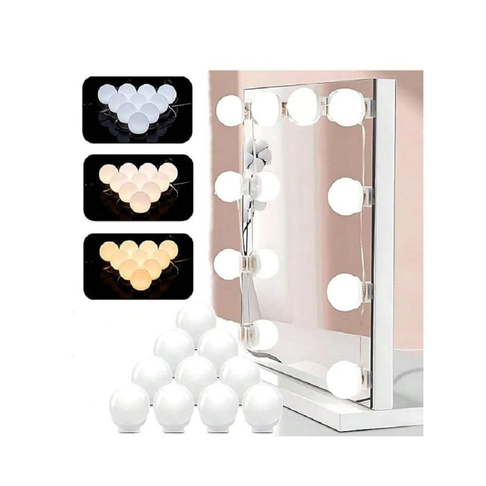 Kit 10 Focos Lámparas Luz Led Espejo Usb Maquillaje