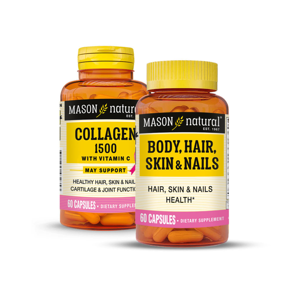 Colágeno 1500 Plus 60 Cáps + Multivitamínico para Cabello Piel y Uña 60 Cáps Mason Natural Pack