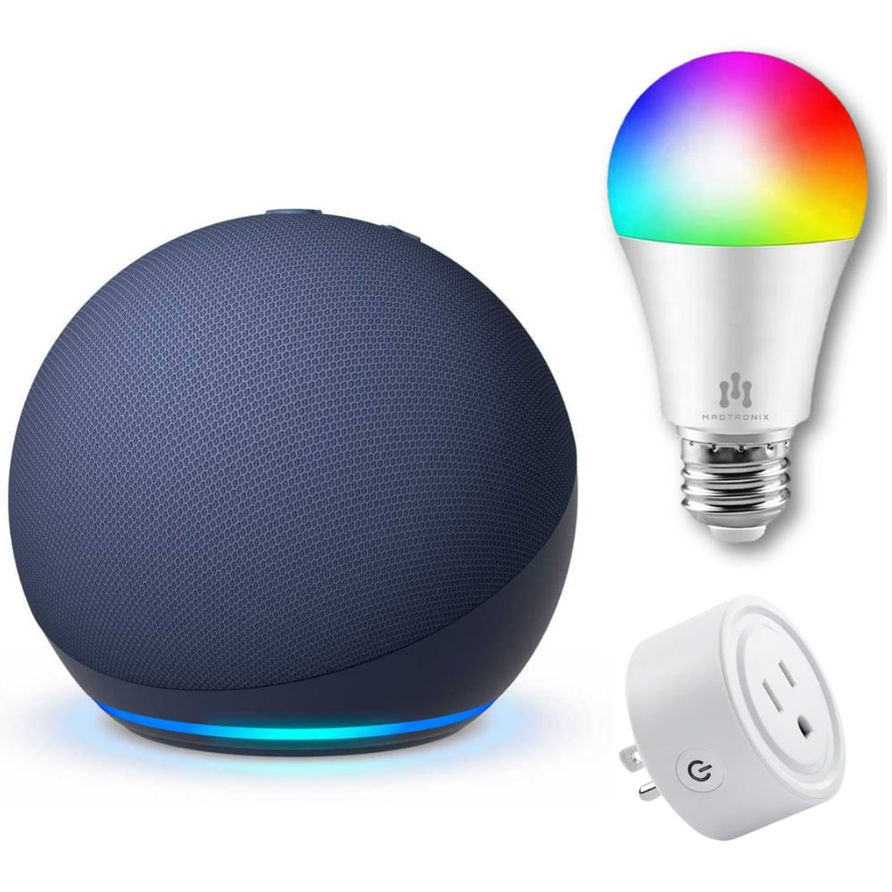 Echo Dot 5ta Gen Azul + Foco led + enchufe Smart wifi