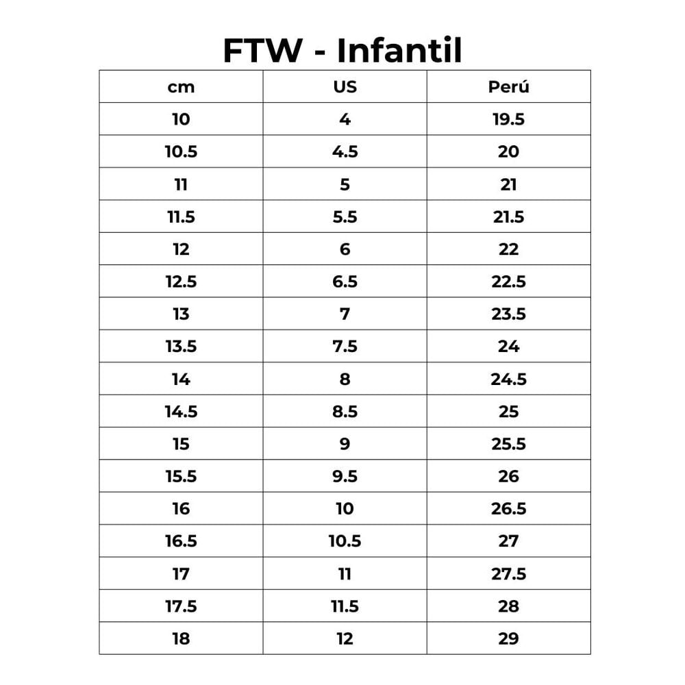 Niños Tabla Medidas Pie NiÃ±os Pie Medidas De Las Zapatillas Tabla