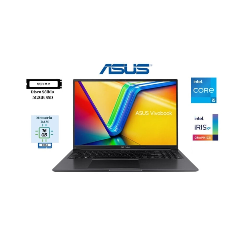 Laptop ASUS 16"" Core i5-12500H RAM 16GB SSD 512GB Con Windows 11 X1605ZA-MB292 Negro