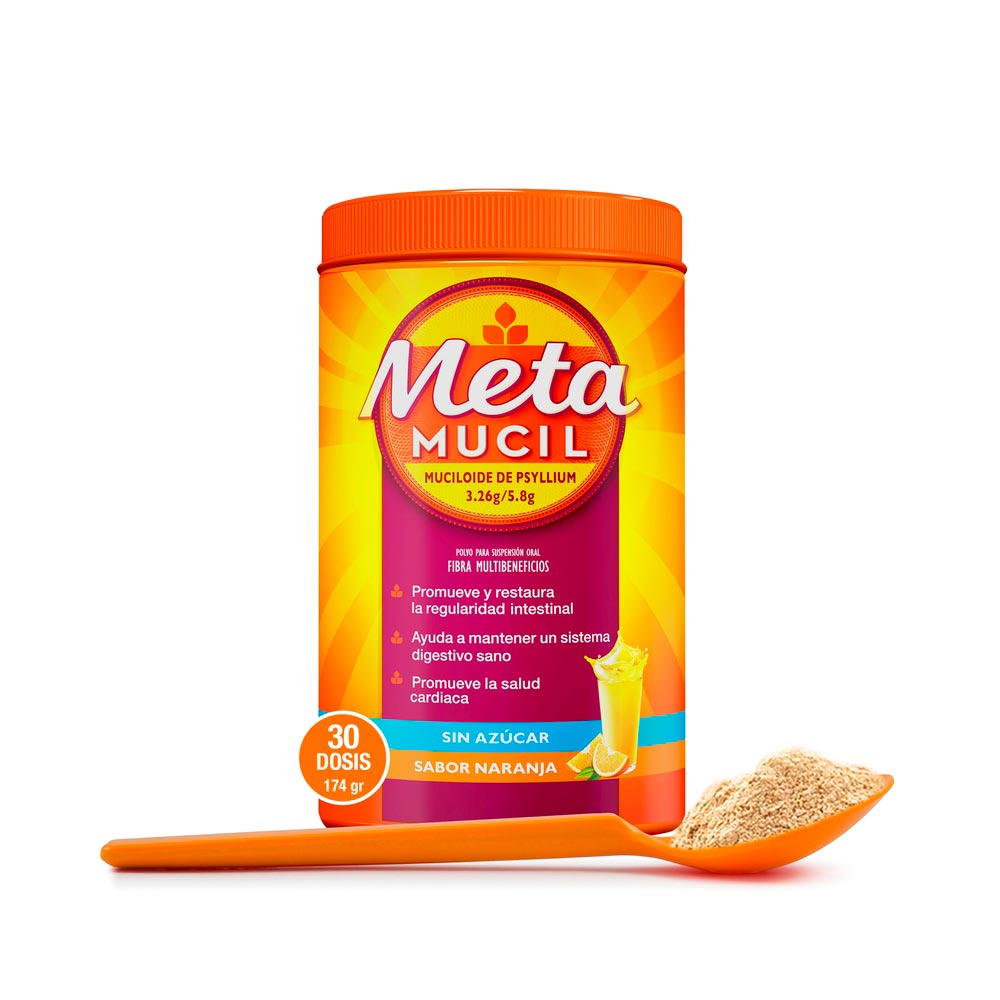 Metamucil Sabor Naranja 3.26 g / 5.8 g Polvo para Suspensión Oral Pote 174 g