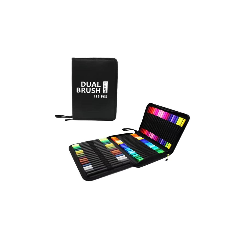 Plumones Dual Brush 120 Piezas Punta Pincel y Punta Fina