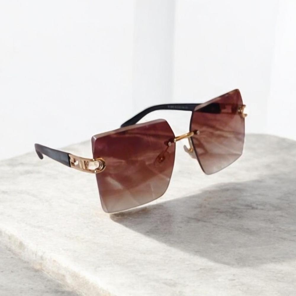 Gafas de Sol Biselada Cuadrada Espejado Mujer PL3950 Marrón