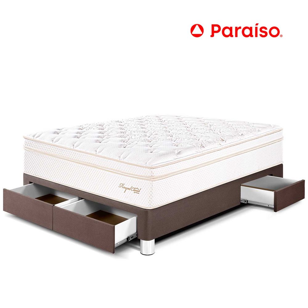Cama Royal Cloud Cajones 2 Plazas Chocolate