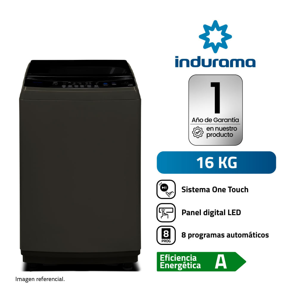 Lavadora Indurama 16 kg Carga Superior LRI-16DTN Titanio