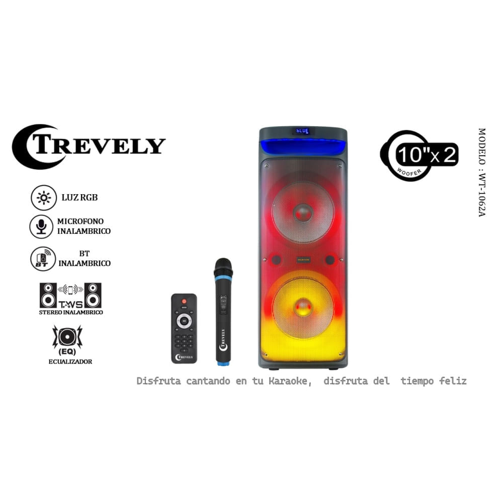 Parlante Portatil 10'' Bluetooth TREVELY WT-1062A - 400W
