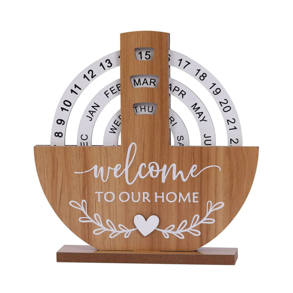 Calendario Giratorio con Disco de Madera para Escritorio Wellcome