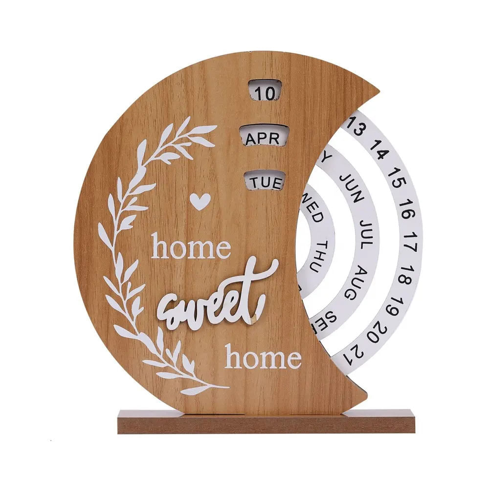 Calendario Giratorio con Disco de Madera para Escritorio Sweet
