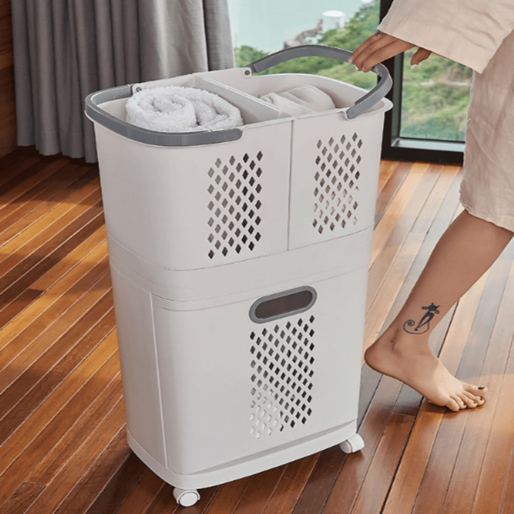 Cesta De Lavandería Multiuso Plegable - Color Blanco