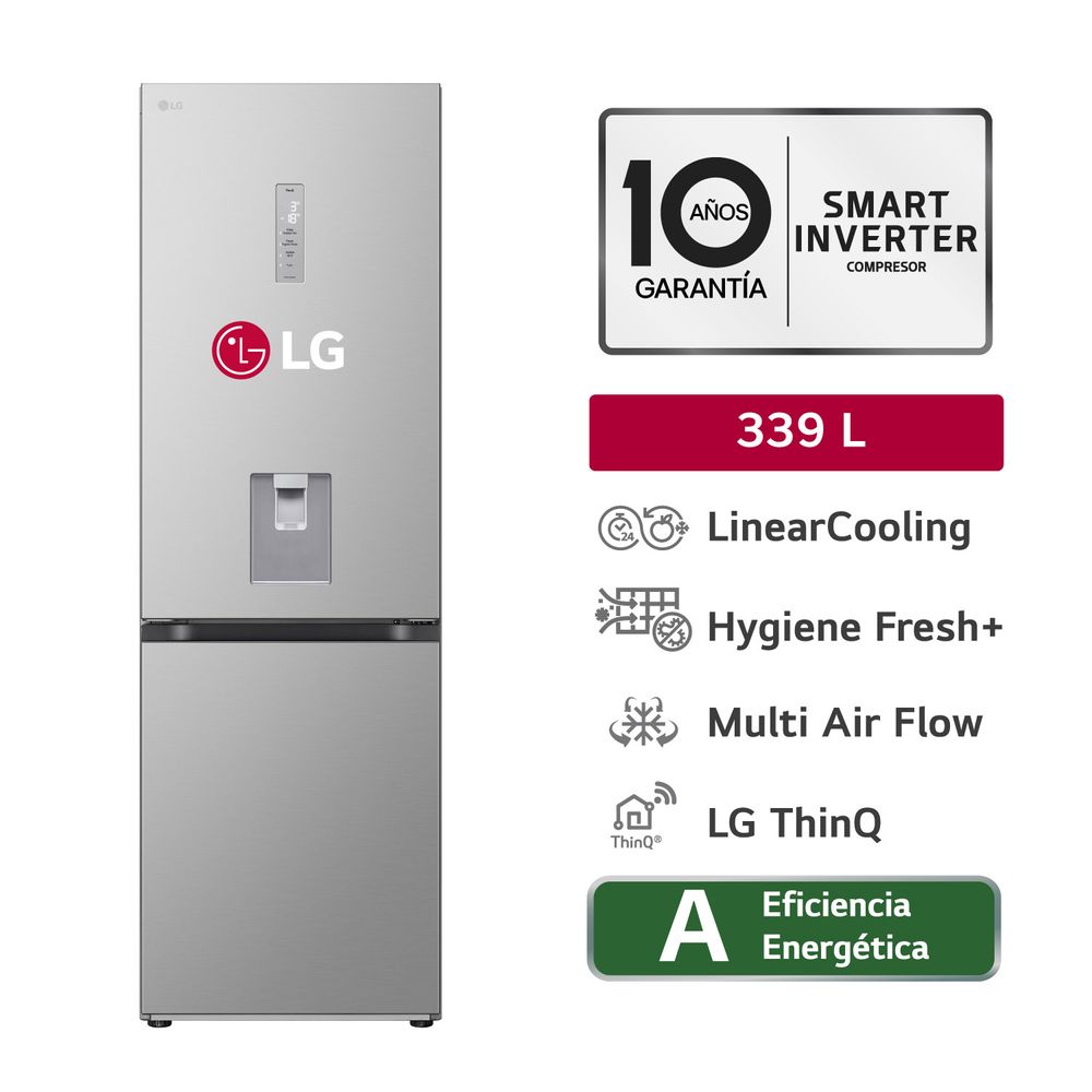 Refrigeradora LG 339L Bottom Freezer  GB37SPY Plateado