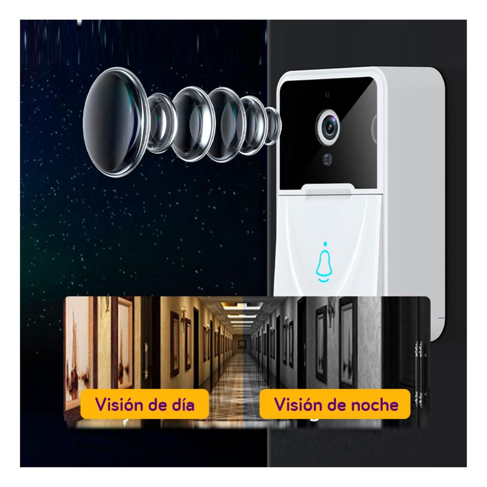 TIMBRE SMART CON CAMARA WIFI VIGILA 24/7 DESDE EL CELULAR-SIN CABLES