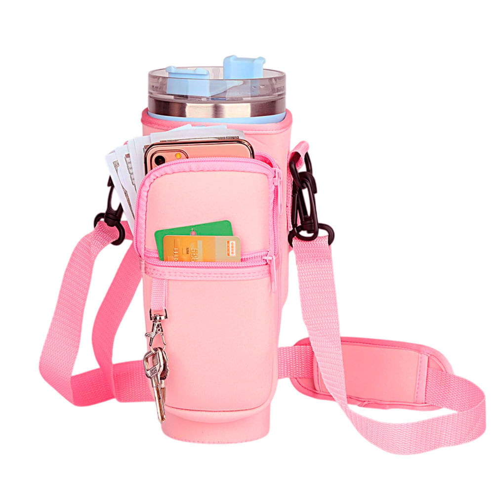 Bolsa de Transporte para Vaso Térmico con Bolsillo Rosa