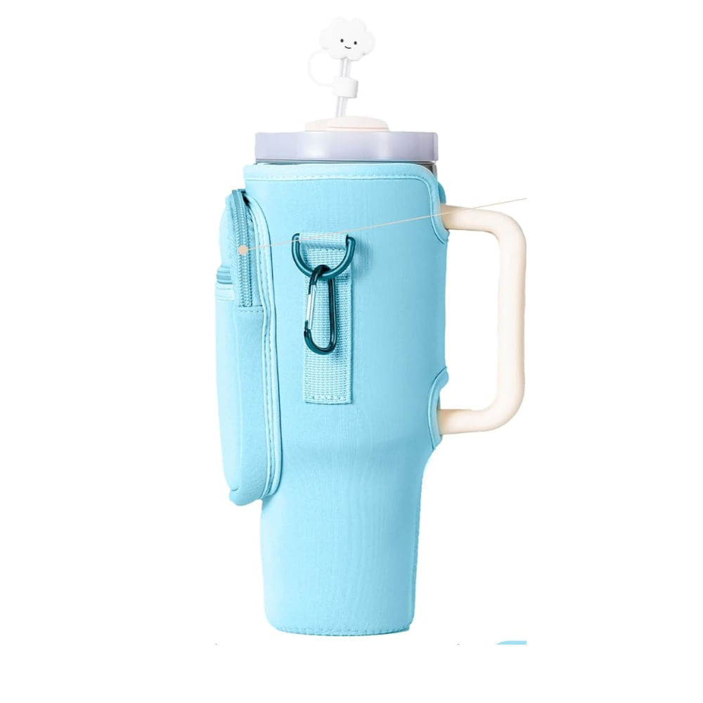 Bolsa de Transporte para Vaso Térmico con Bolsillo Celeste