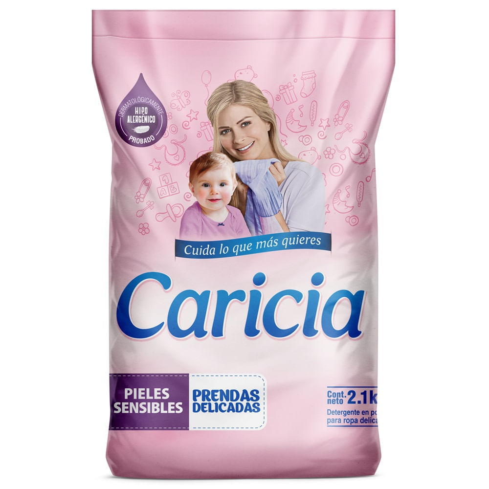 Detergente en Polvo Para Ropa Delicada CARICIA Rosa Bolsa 2.1Kg
