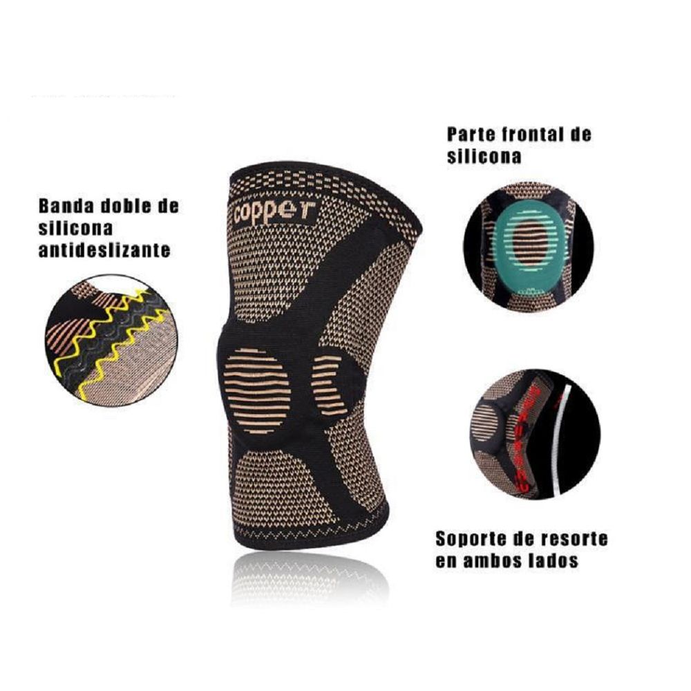 Rodillera Elastico Hilo Cobre con Varillas Talla M