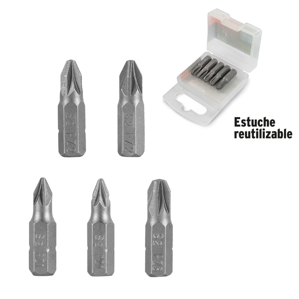 Kit Puntas pozidriv combinadas largo 1", 5 unidades Expert