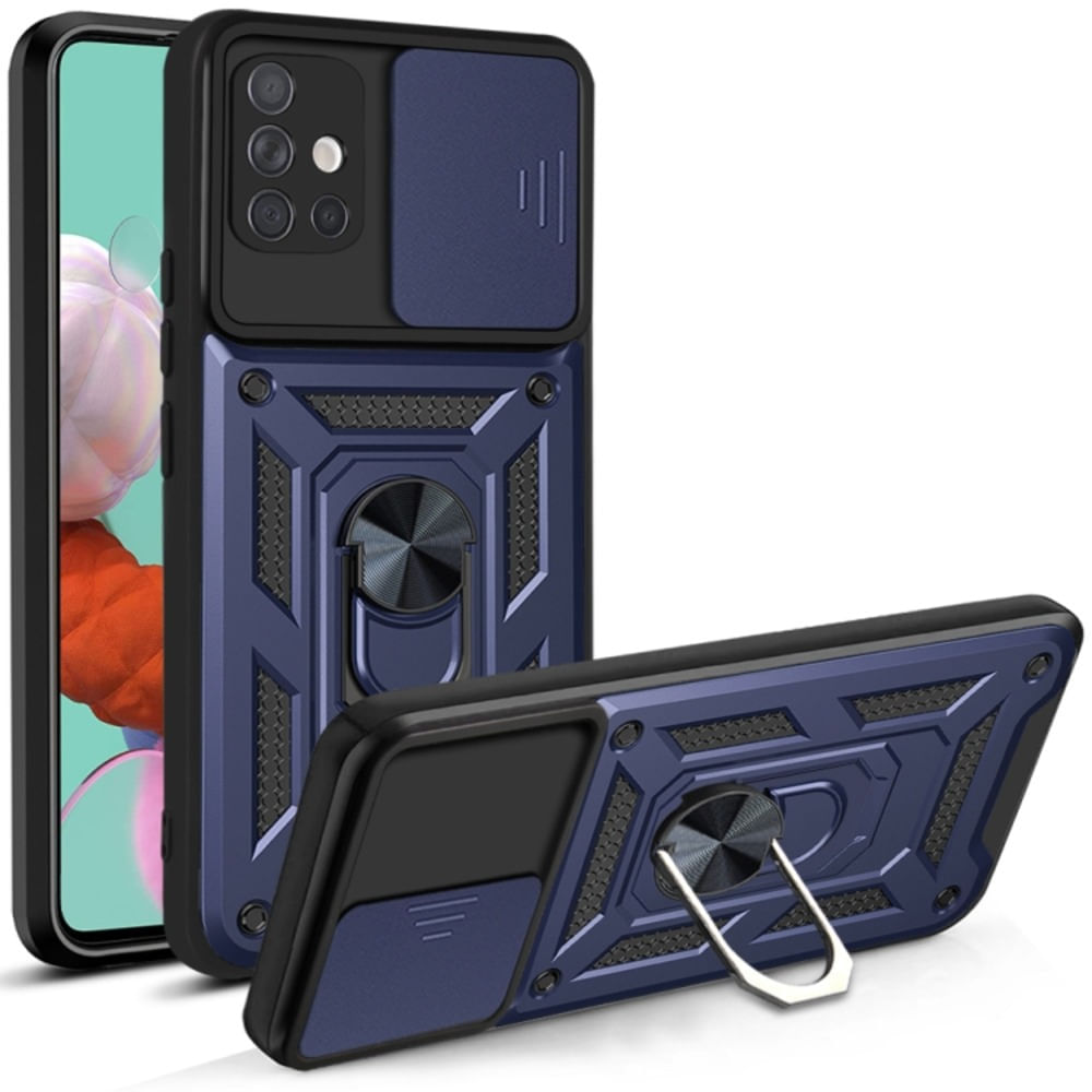 Funda Case para Samsung A51 con protector de camara Azul Resistente ante Caídas y Golpes
