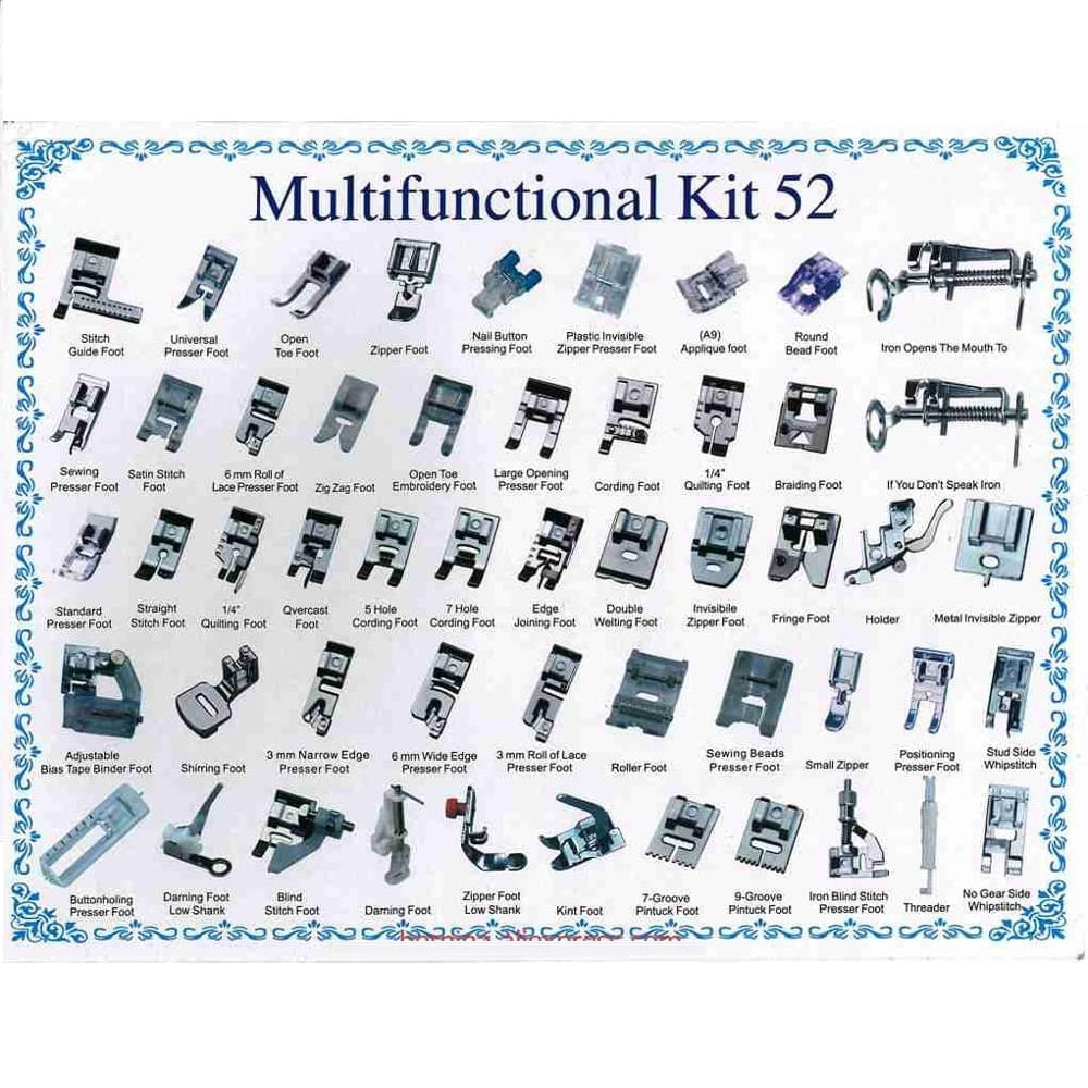 Kit de Prensatelas 52 Pcs para Brother Singer Janome