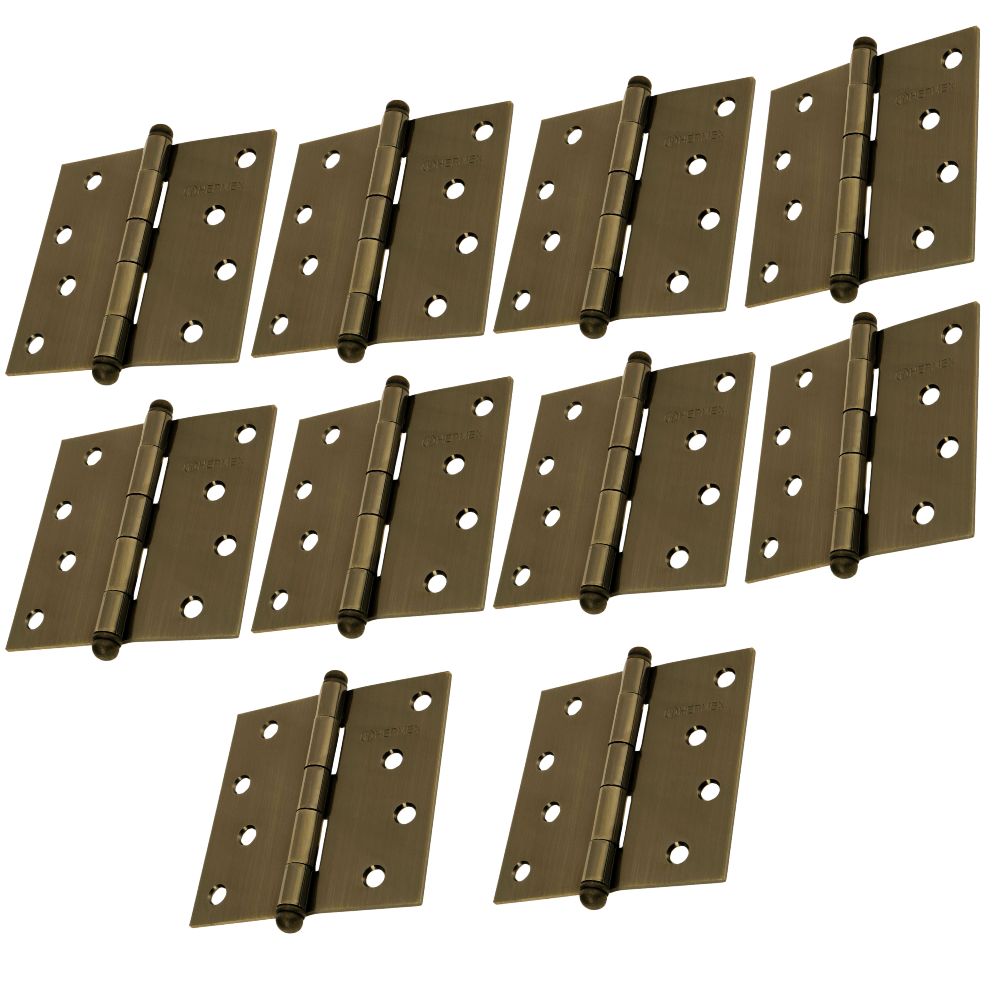 Bisagra cuadrada 4" pulgadas acero latonado, Hermex Pack 10 piezas