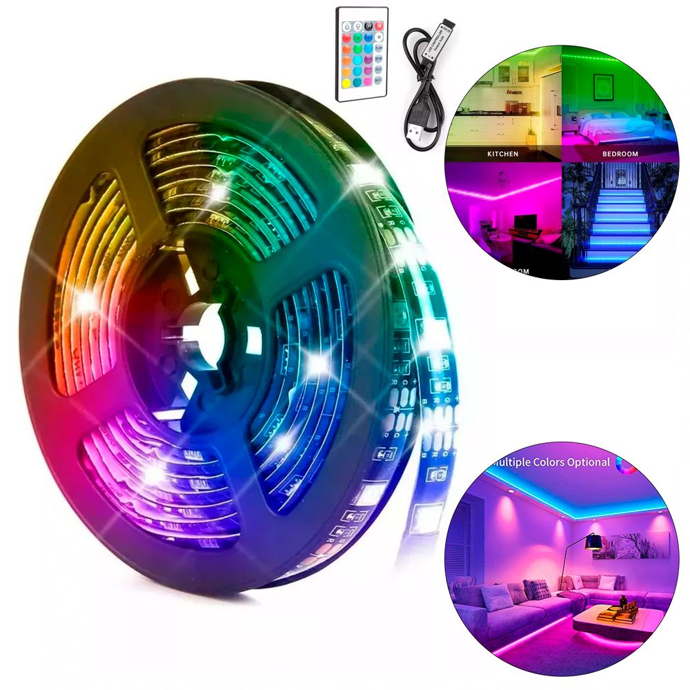 Tira Led 5050 Luz Rgb 5m Usb Bluetooth Con Control Remoto