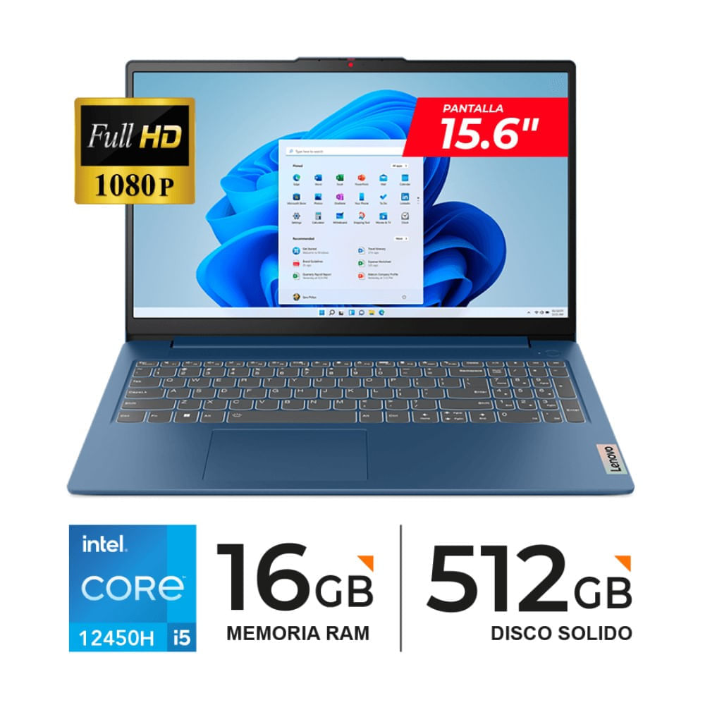 Laptop Lenovo Slim 3 Intel Core I5 12450H 16gb 512gb 15.6 Fhd ABYSS BLUE