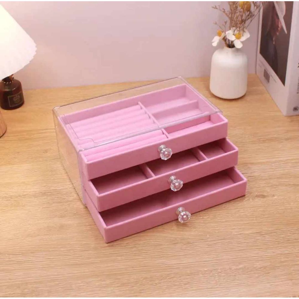 Organizador de Joyas 3 Niveles de Joyero Aretes Collar Reloj Anillos Rosa