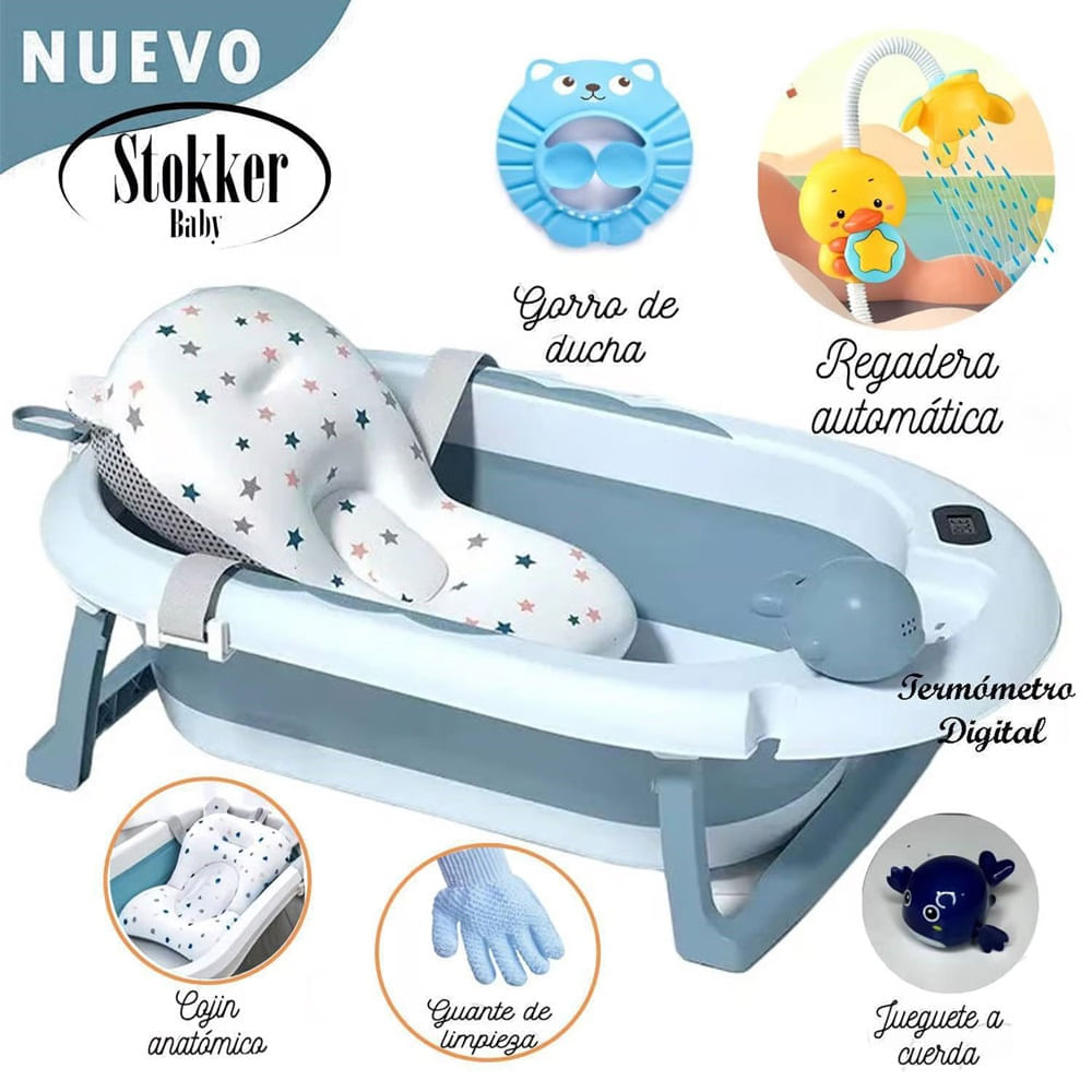 Tina Bañera Plegable Piscis Con Termómetro Blue