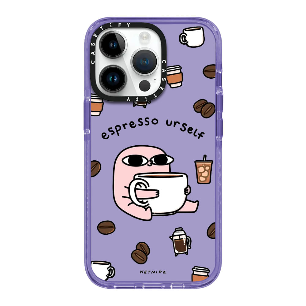 Case ScreenShop Para iPhone 13 Mini Ketnipz Espresso Urself Lila Transparente