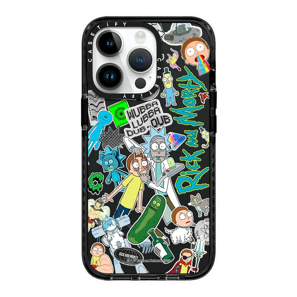 Case ScreenShop Para iPhone 15 Plus Rick y Morty Negro Transparente Casetify