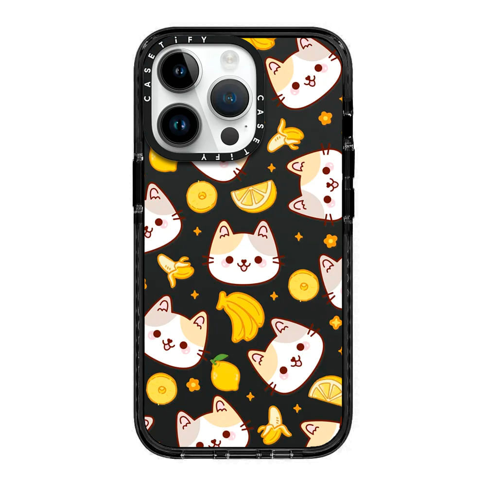 Case ScreenShop Para iPhone 15 Cute Kitten With Lemon Negro Casetify