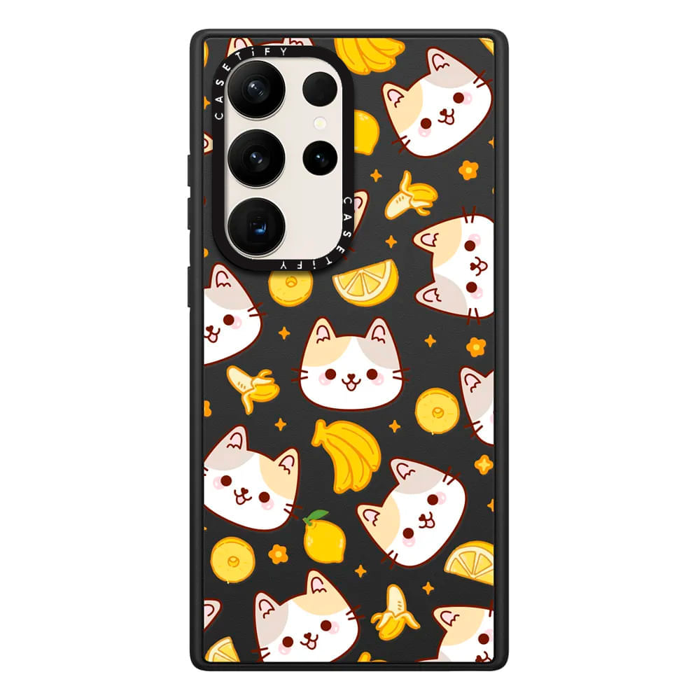 Case ScreenShop Para Samsung Galaxy S23 Ultra Cute Kitten With Lemon Negro Casetify