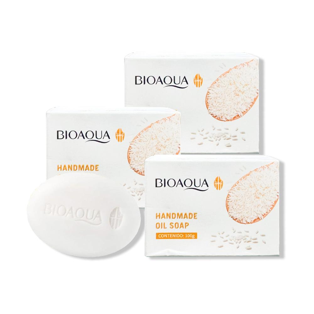 Jabon de Arroz en Barra Bioaqua 100g 3 Unidades