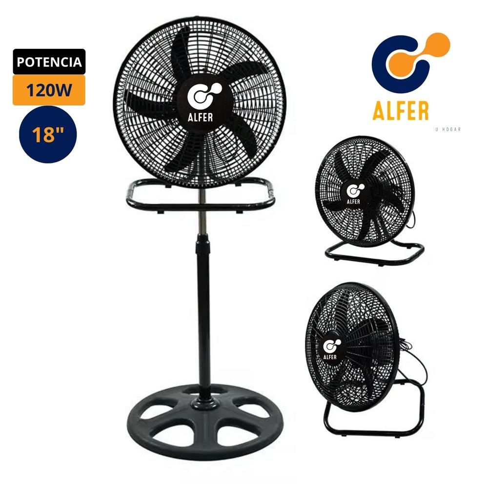 Ventilador de 18 Pulgadas y 120 Watts con Motor Silencioso Negro