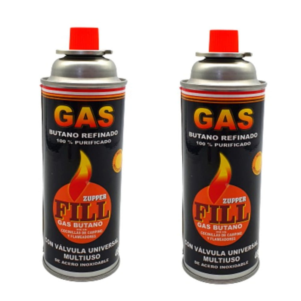 2 Gas Butano Ultra Refinado Valvula Universal Cocinillas Fill
