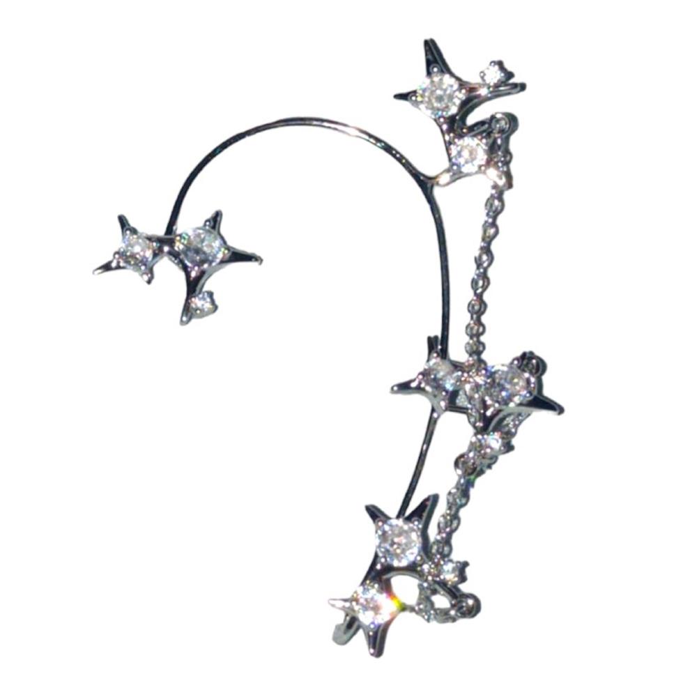 Aretes Trepadores de Fantasia Estrella Plateado