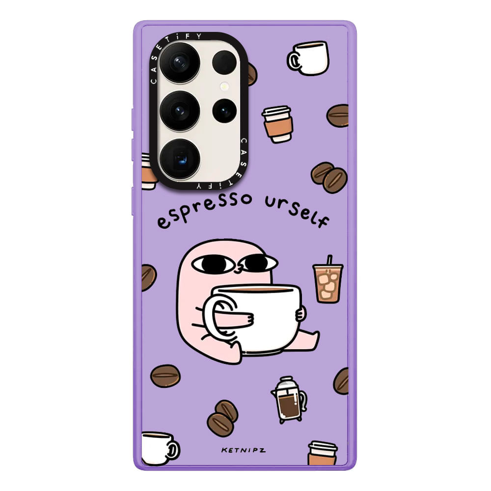 Case ScreenShop Para Samsung Galaxy S22 Ultra Ketnipz Espresso Urself Lila Transparente