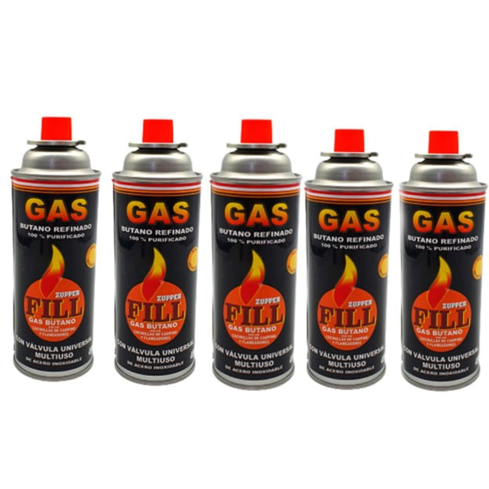 5 Gas Butano Ultra Refinado Valvula Universal Cocinillas Fill