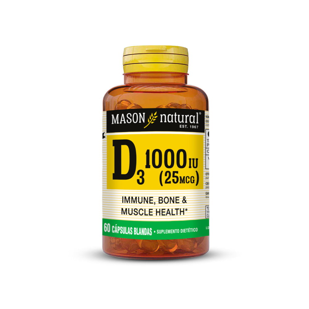 Vitamina D3 1000 UI Mason Natural 60 Cápsulas Blandas
