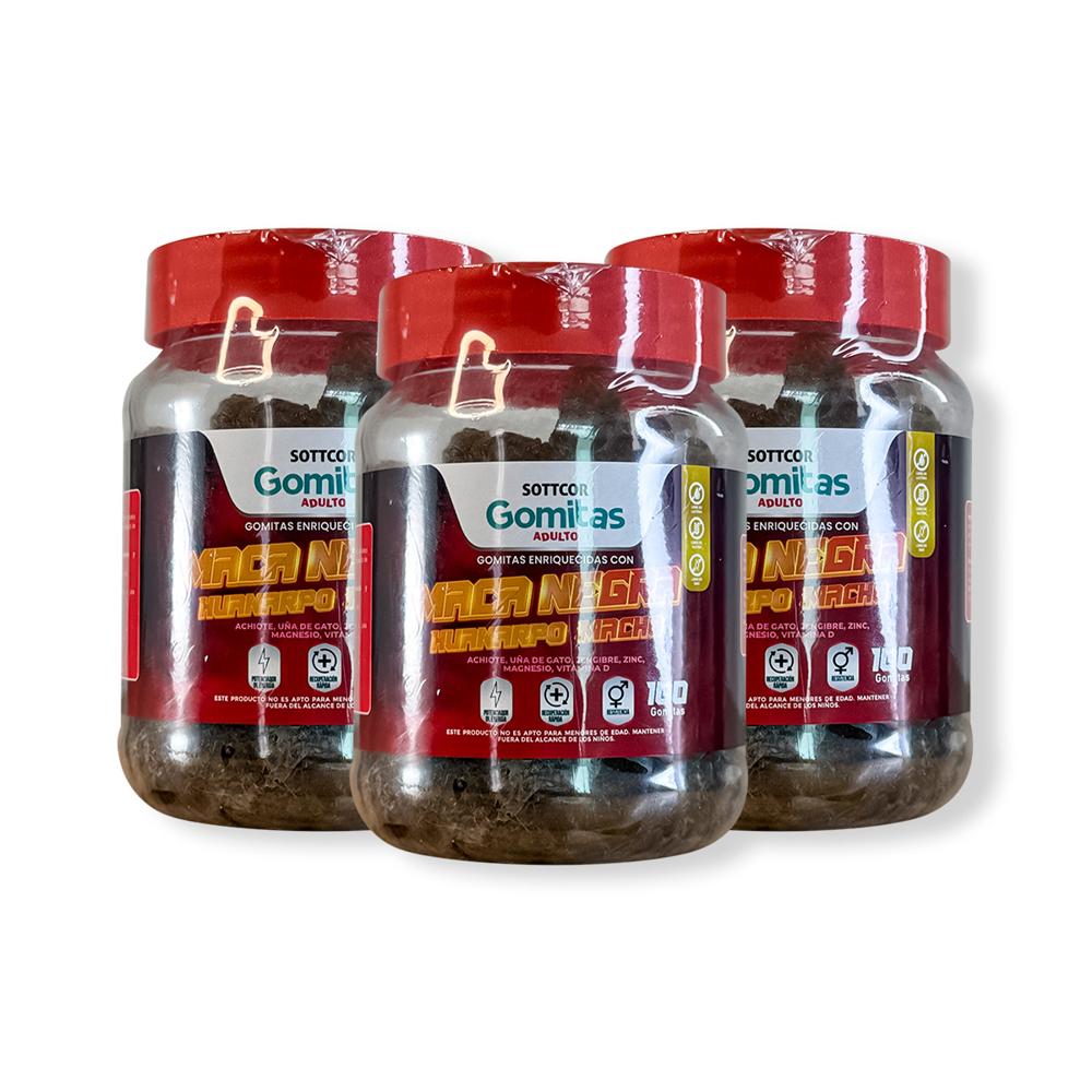 Gomitas con Maca Negra Sottcor 100 Gomitas 3 Pomos