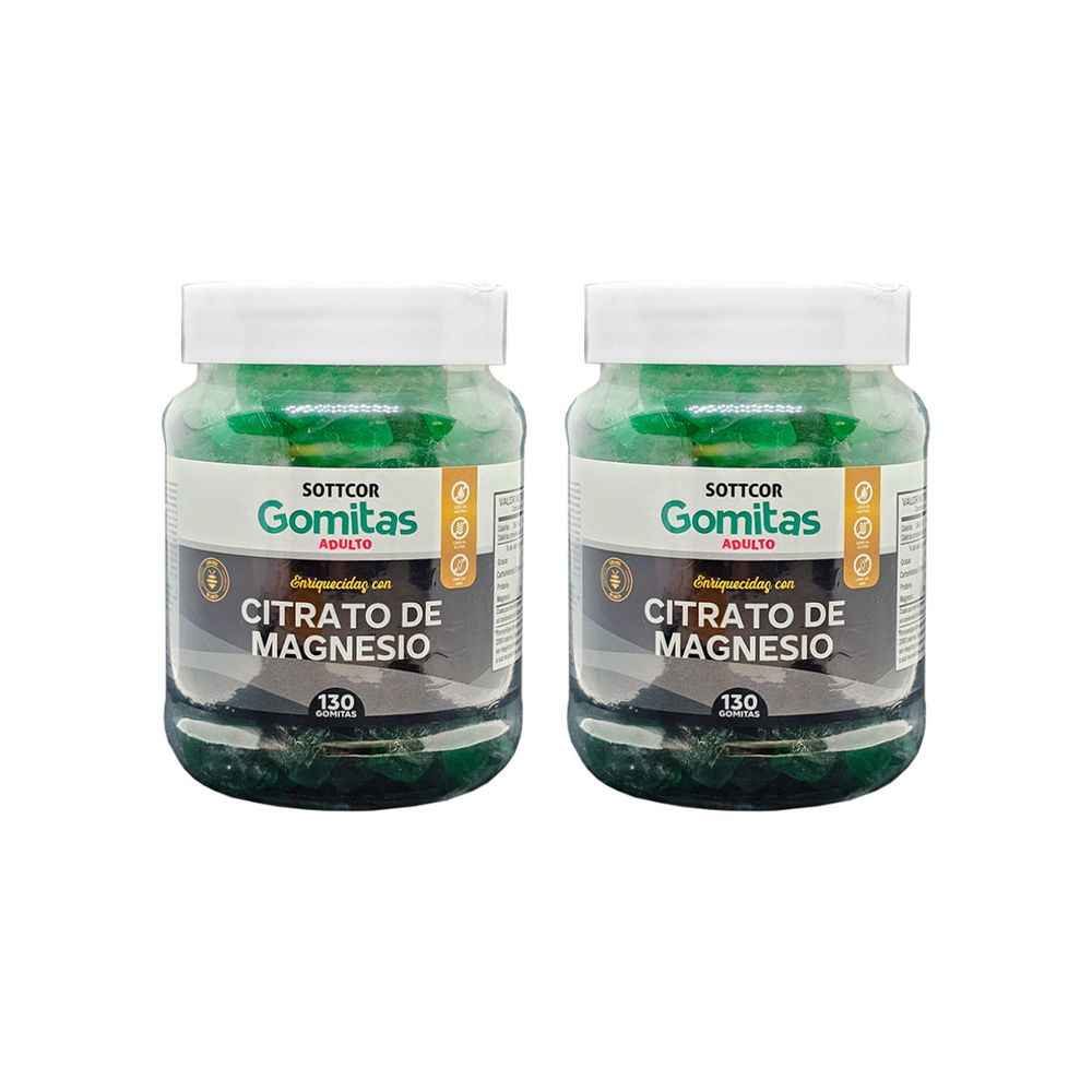 Gomitas Adultos Citrato de Magnesio 130 Gomitas Sottcor 2 Pomos