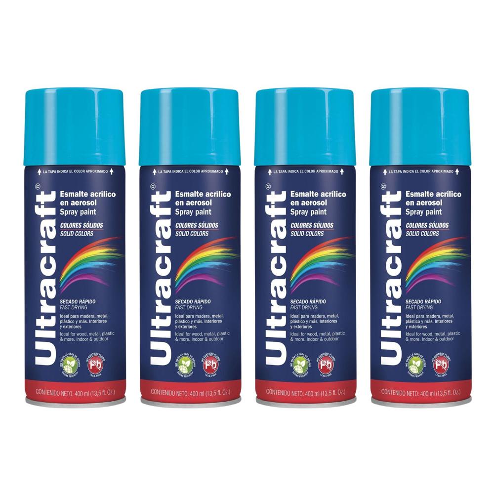 Pintura Spray Color Azul Celeste x4 Unidades Ultra