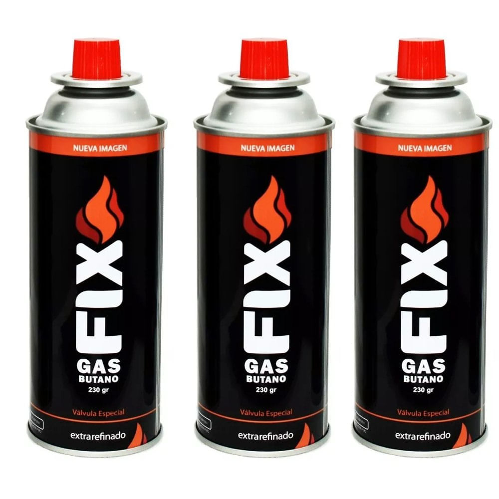 3 Gas Butano FIX Ultra Refinado Valvula Universal Cocinillas Flameador