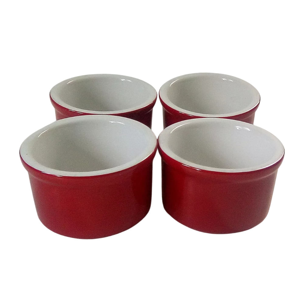 Set de 4 Ramequines Rojo de Cerámica para Cremas