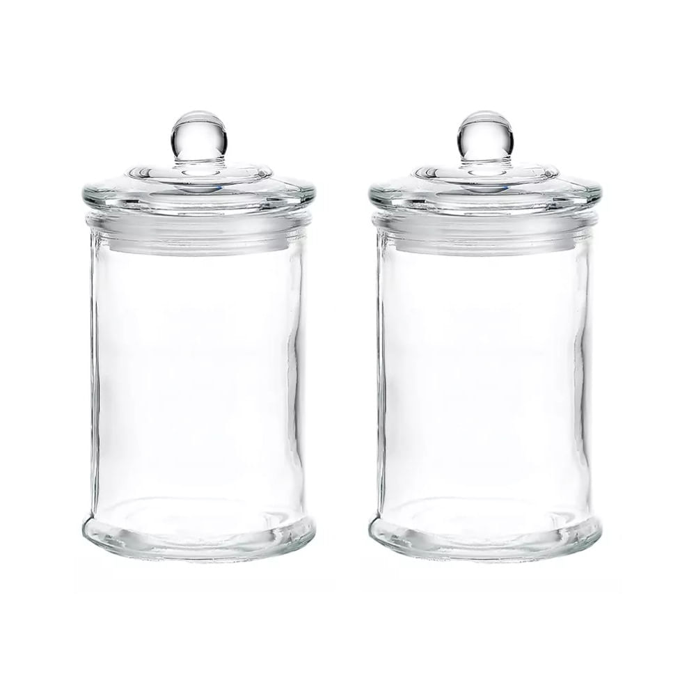 Set de 2 Tarros de Vidrio Hermético Multiuso con 350 ml