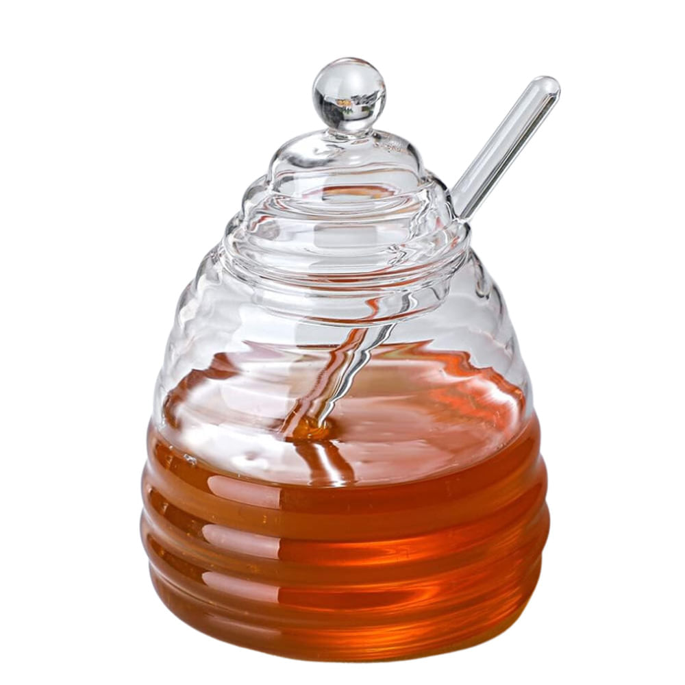 Frasco para Miel con Cuchara y Tapa de Vidrio Borosilicato 450 ml