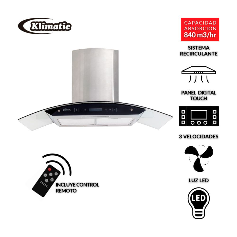 Campana Extractora 90cm Klimatic Venecia Plata