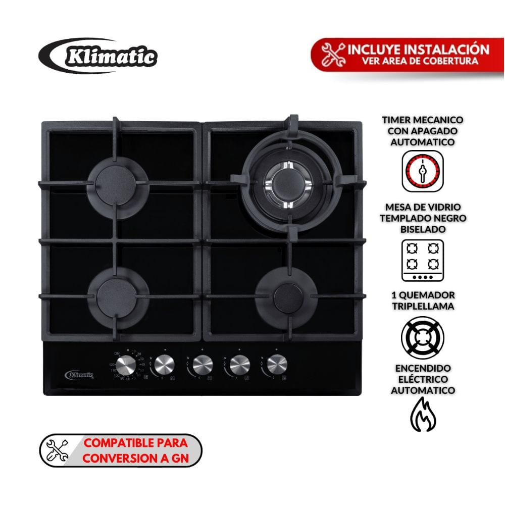 Cocina empotrable Aosta 60PRO Negra 60cm
